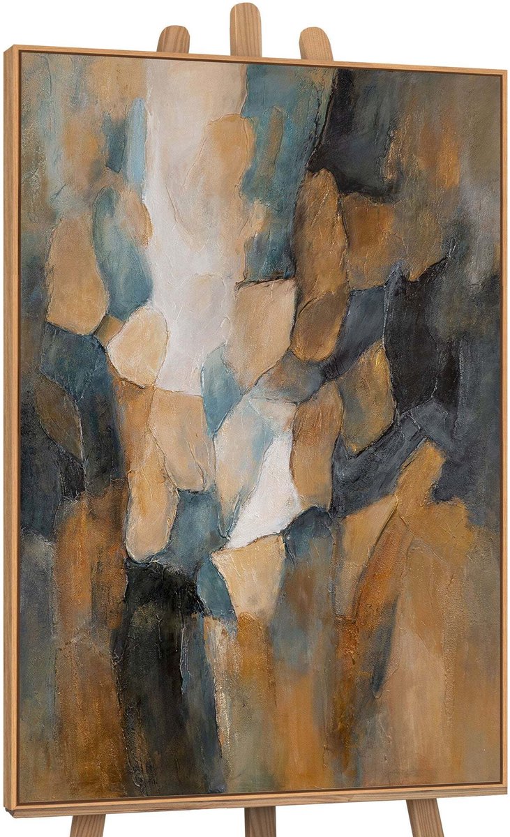YS Canvas schilderij 120x80 cm handgeschilderd avondpalet – YS-Art Gallery – Lijst: Hout – Luxe wanddecoratie Wood