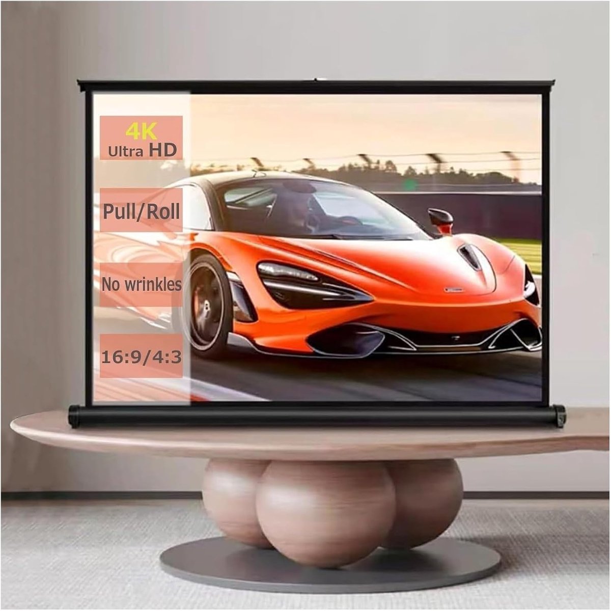 Projectiescherm Vloer - Draagbaar Beeldscherm - Films Kijken - Snel Opzetbaar - 20 Inch - Zwart