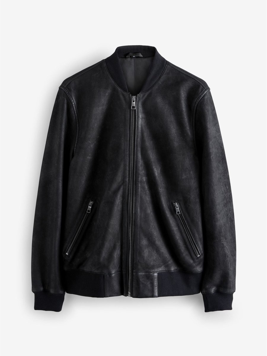Next - Heren - Nubuck leren bomberjack - Zwart