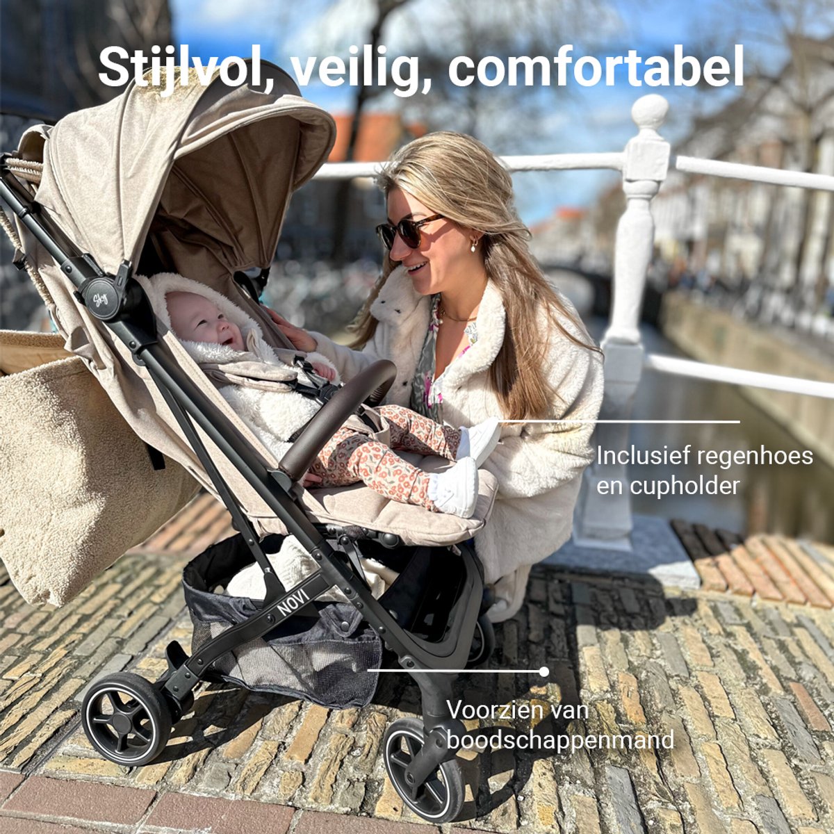 Novi Baby Sky Buggy - Groen Melange - inklapbaar - inclusief regenhoes — cadeau in Cadeau-ideeën - foto 7