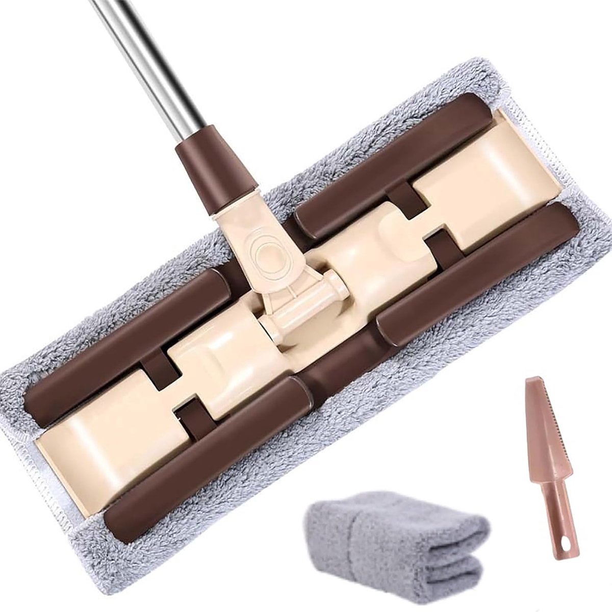 Microvezel Vloermop - Platte Dweil - Vloeren Reinigen - Handsfree Systeem - 125cm Lengte