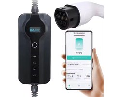 Mobiele Thuislader Elektrische Auto - EV Lader Type 2 - Thuis Opladen - App Connectiviteit LCD - 7 Meter Kabel