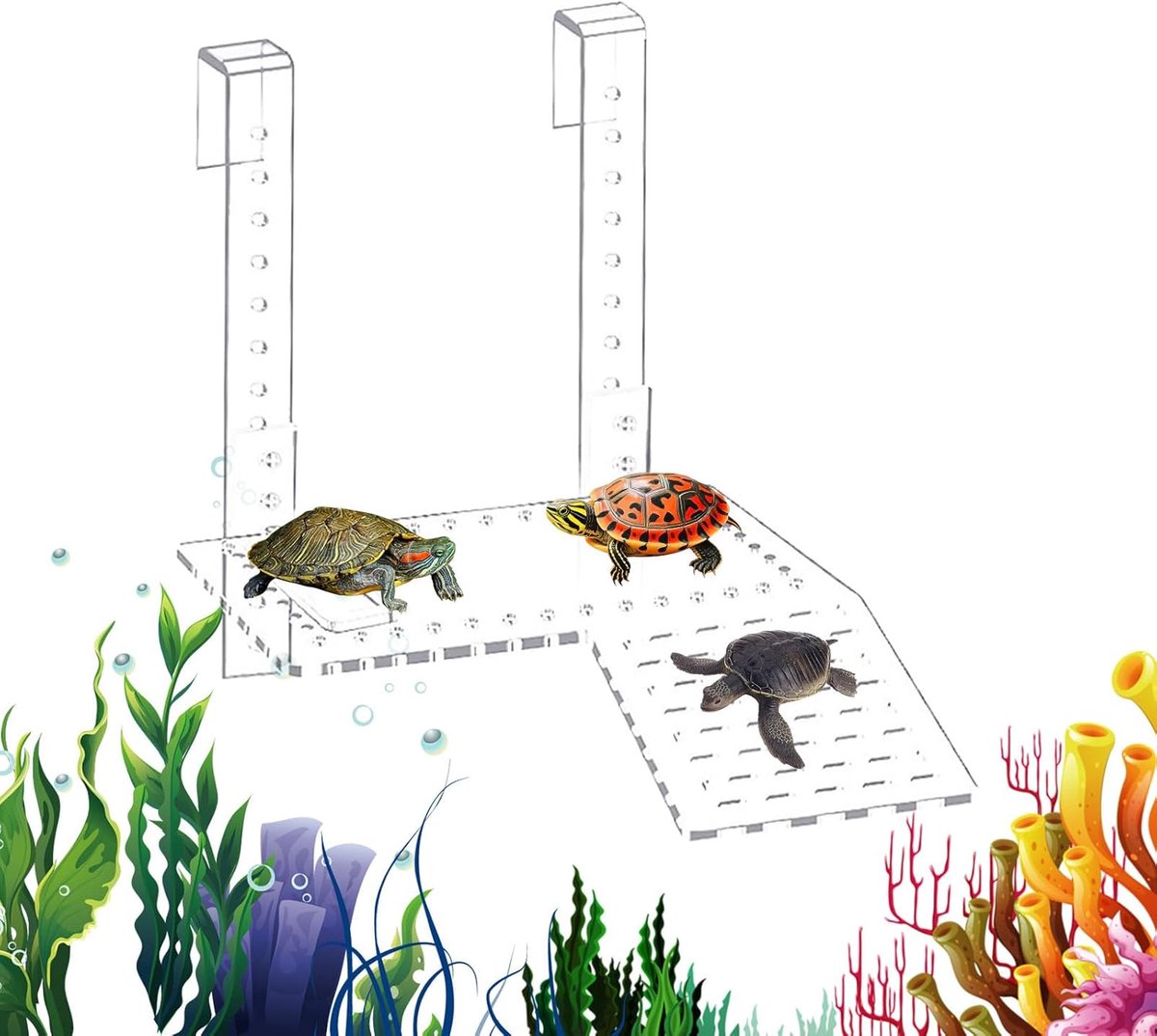 Schildpad Zonneplek - Aquarium Klimladder - Reptielen Onderhoud - Helder Acryl - 15.5 x 16.3 cm - Transparant