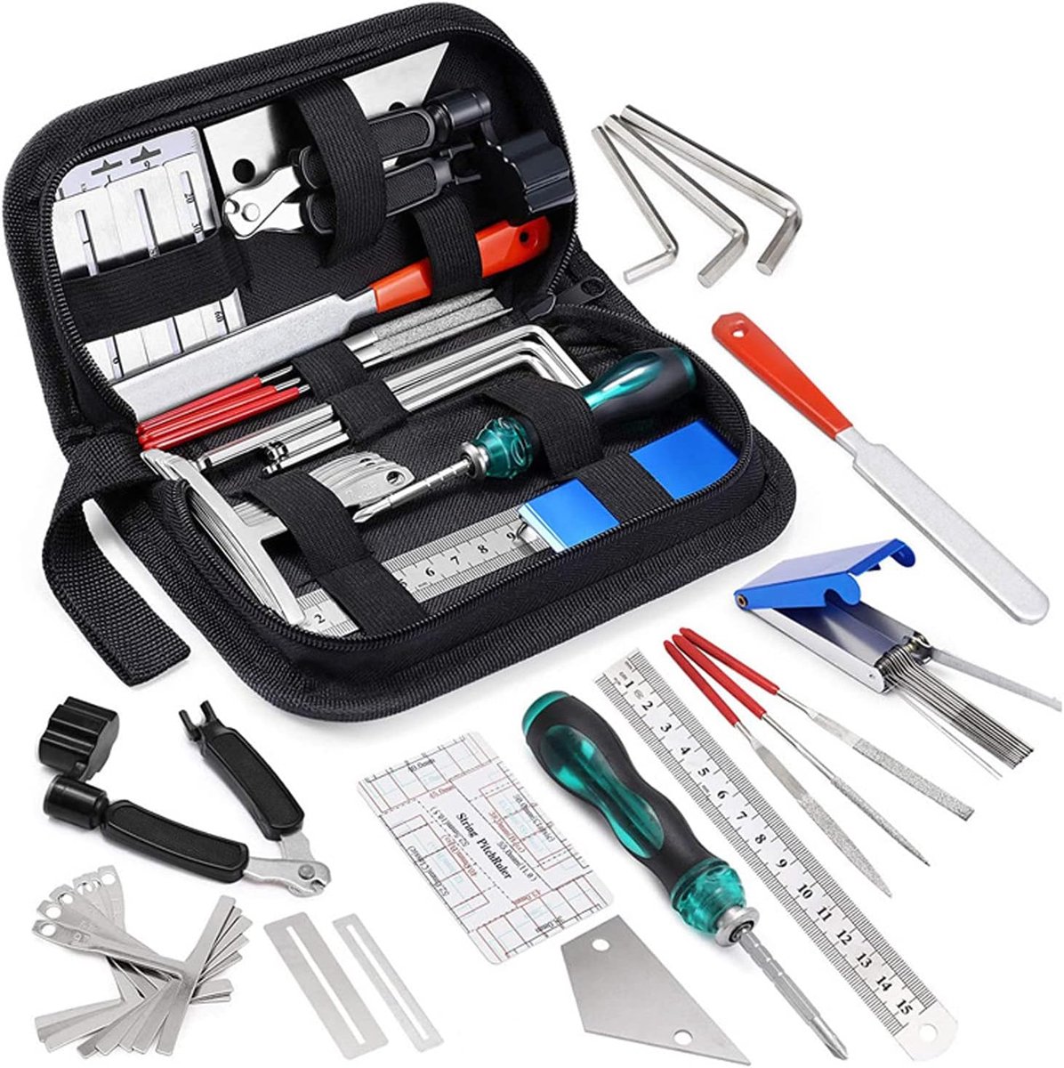 Gitaar Onderhoudskit - Instrument Reparatie - Snaren Vervangen - 25 Delige Set - 21x10x5 cm