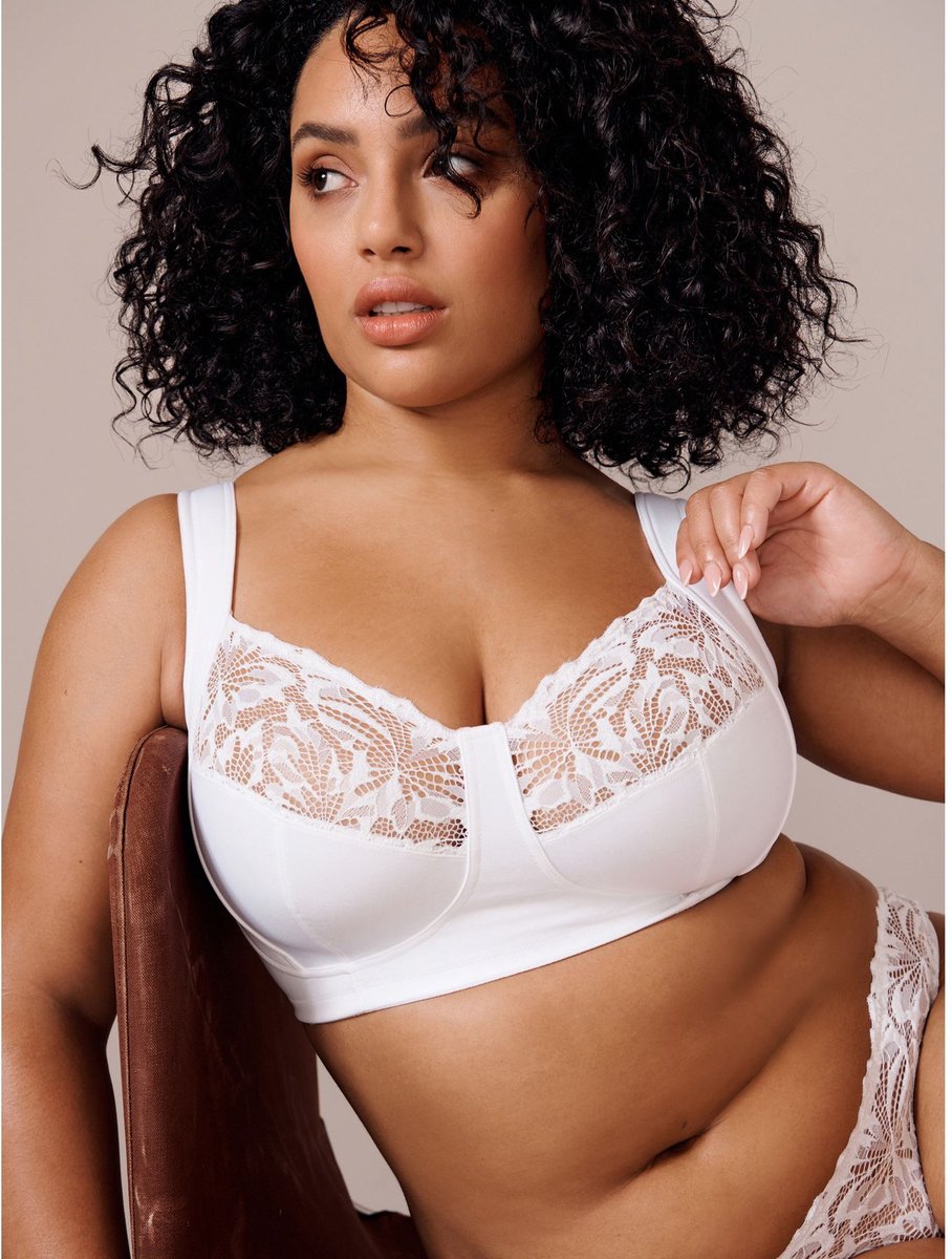 Next Dames - F-K cup beha met ultiem comfort, gewatteerde bandjes, zonder vulling, zonder beugel en met zijsteun - Wit White