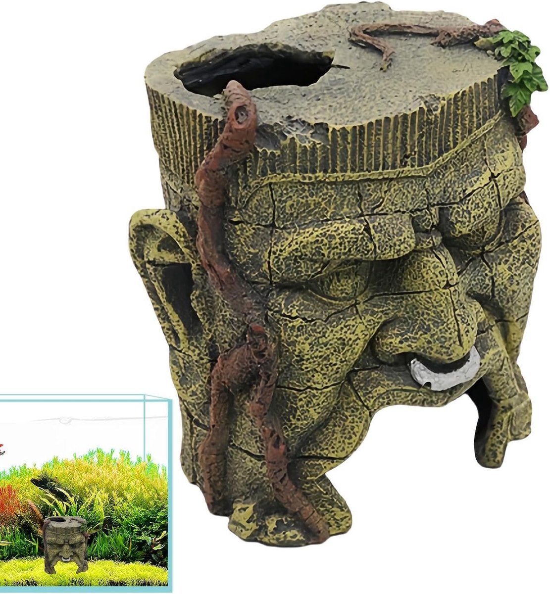 Aquarium Decoratie - Visbak Accessoires - Natuurlijke Inrichting - Natuurgetrouw Kunsthars - 12x13x12cm