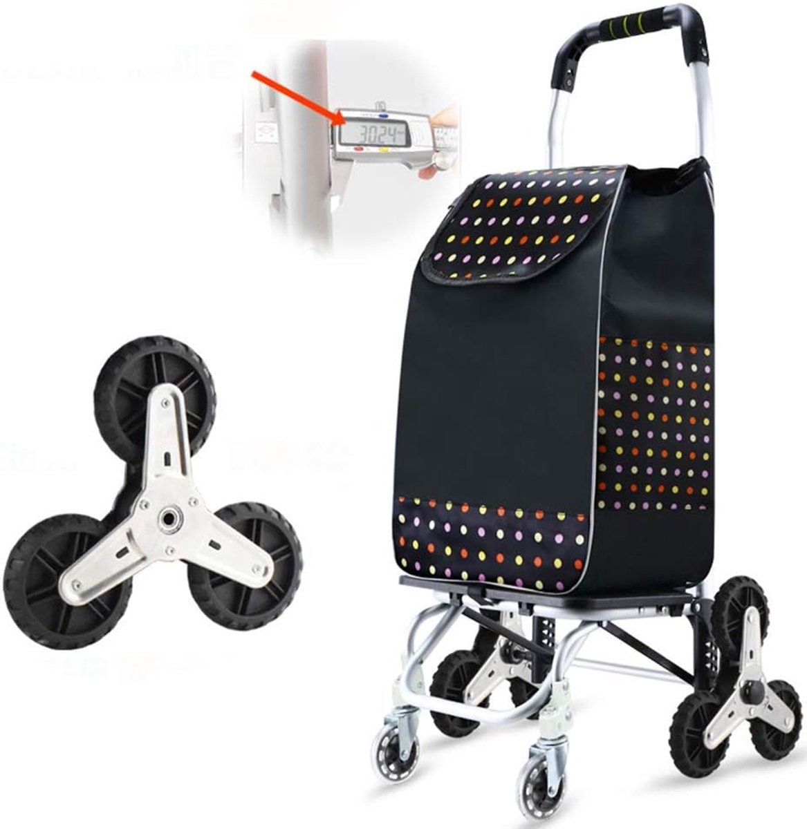 Winkelwagen Opvouwbaar - Boodschappentrolley - Trap Klimmen - 6 Wielen - 50 Liter