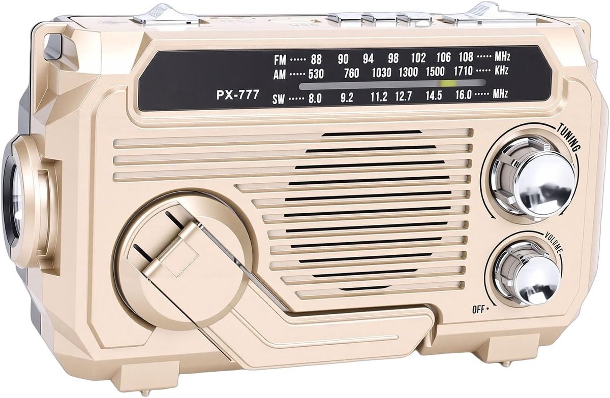 Noodradio met Bluetooth - Draagbare luisteraar - Buitenactiviteiten en reizen - Zonne-energie en handslinger