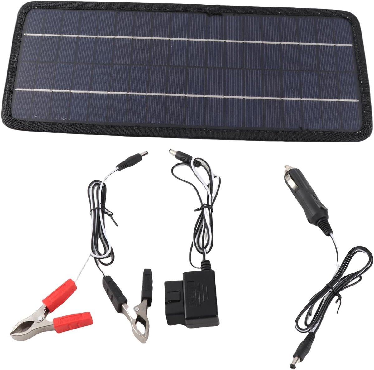 Zonnepaneel Kit - Zonnelader Onderhouder - 12V Voertuigen Opladen - Efficiënt Zonne-energie Gebruik - 36.98 x 14 x 3 cm