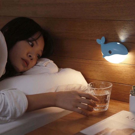 Wandlamp Bewegingsmelder - Nachtlamp Dier - Kinderkamer Decoratie - Oplaadbaar Draadloos - 100 Lumen - Blauw van Merkloos — afbeelding 4
