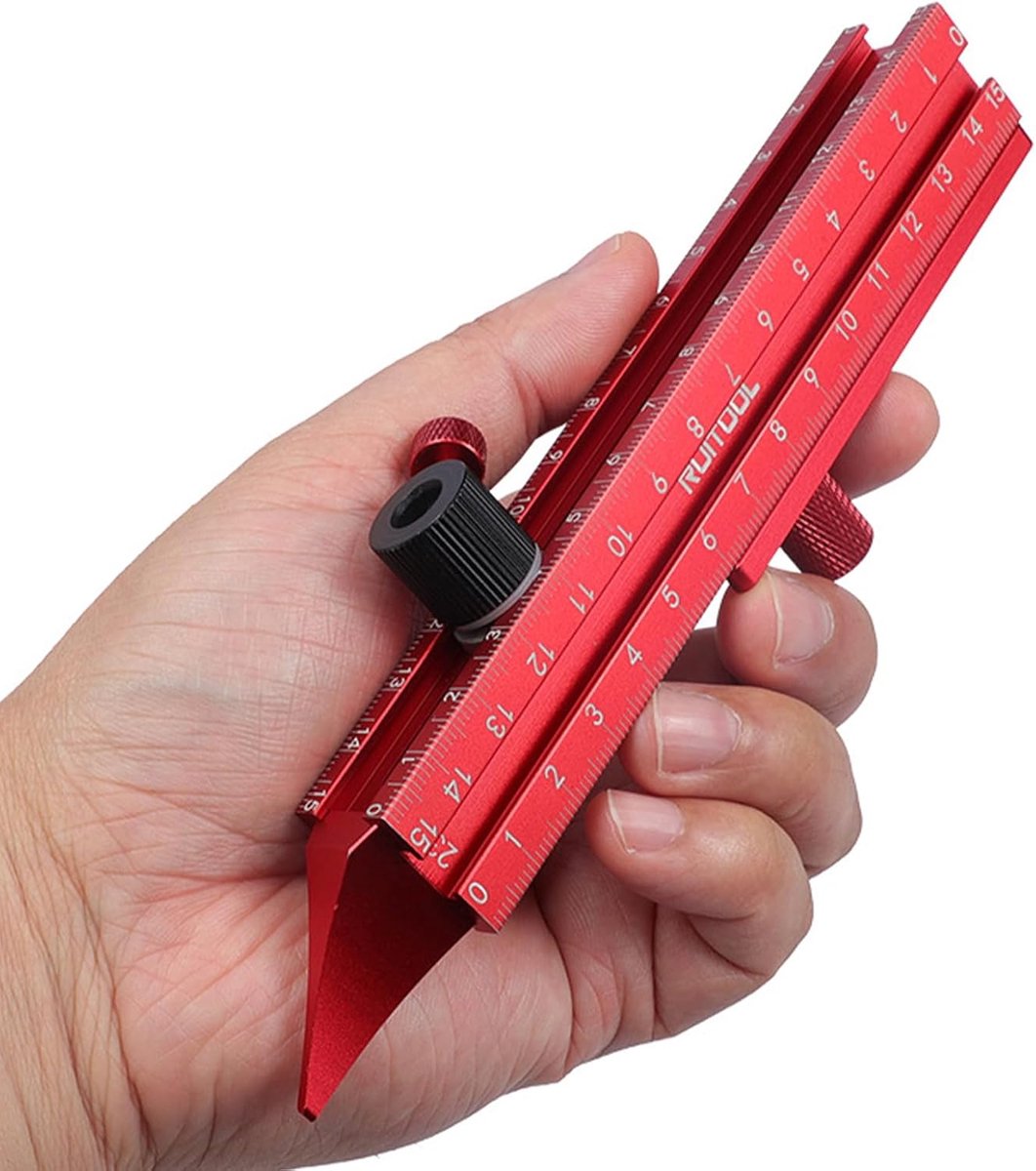 Meetlat Markering Tool - Timmer Meetgereedschap - Precisie Tekenen - Vierzijdig Magnetisch - 18cm Bereik - Zilverkleurig