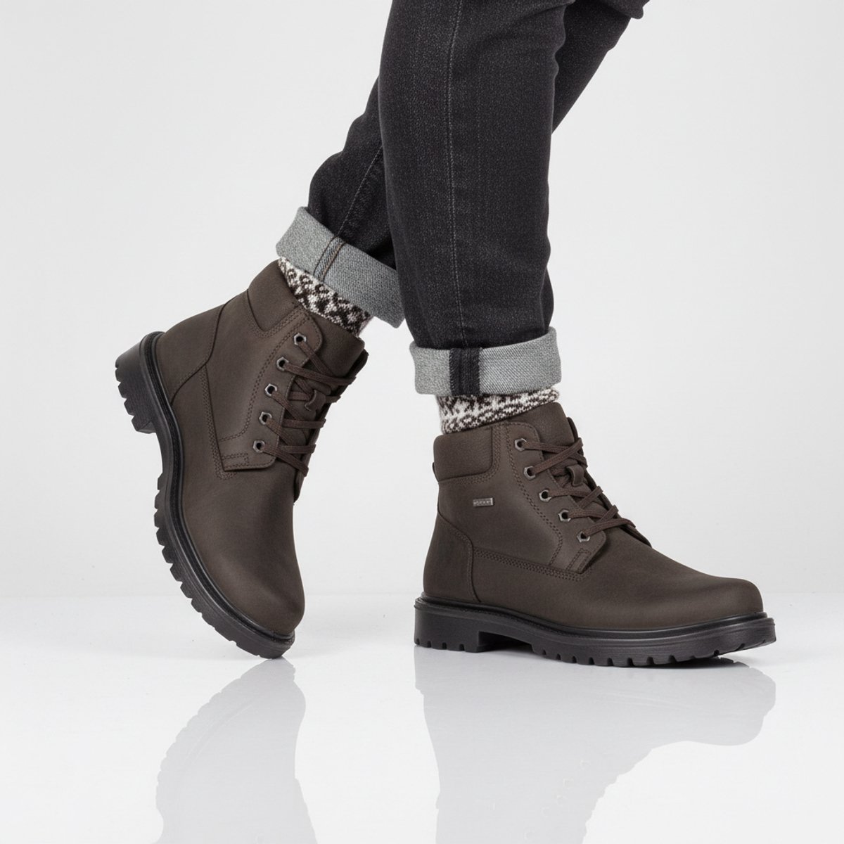 JOMOS Alpina Boots - Heren Laarzen Schoenen - Leer Bruin 456807-476-370 , Maat: EU 45 UK 10.5