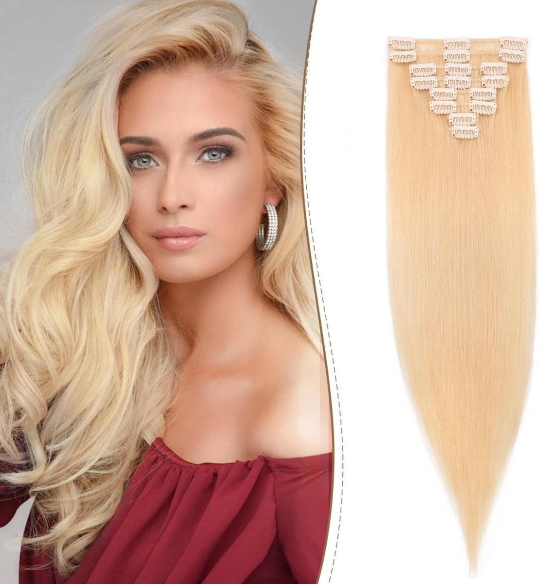 Clip in Extensions - Echt Haar - Extra Volume - 8 Stuks Set - 35CM - Lichtblond
