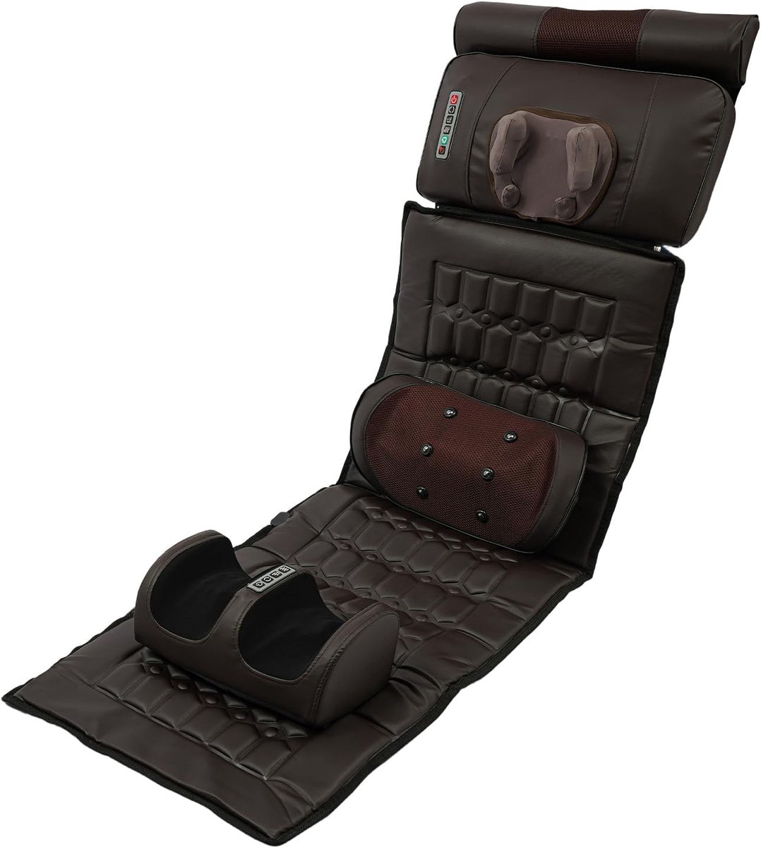 Elektrische Massagemat - Lichaamsmassage Apparaat - Ontspanning Thuis - 9 Modi 9 Snelheden - 130x49x10cm - Bruin