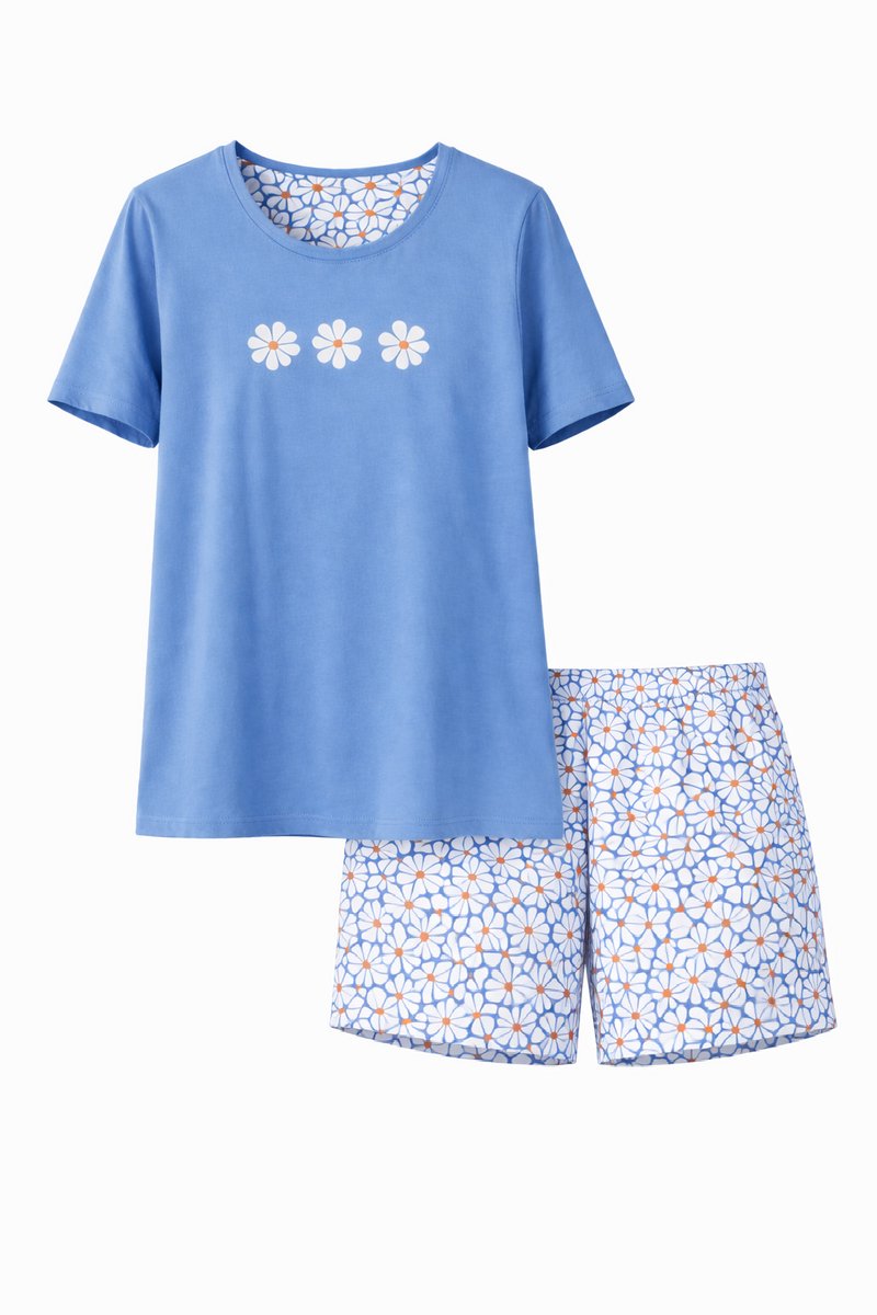 Comtessa Dames Shortama - Zomer Pyjama - Katoen - Summer Blue