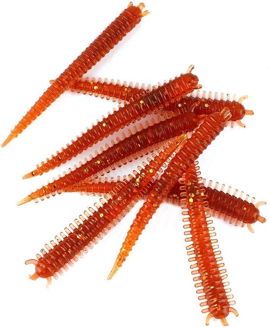 Vis Aas - Zacht Kunstaas Regenworm - Vissen Vangen - Elastisch Herbruikbaar - 10 Stuks 6cm - Natuurlijk — afbeelding 5