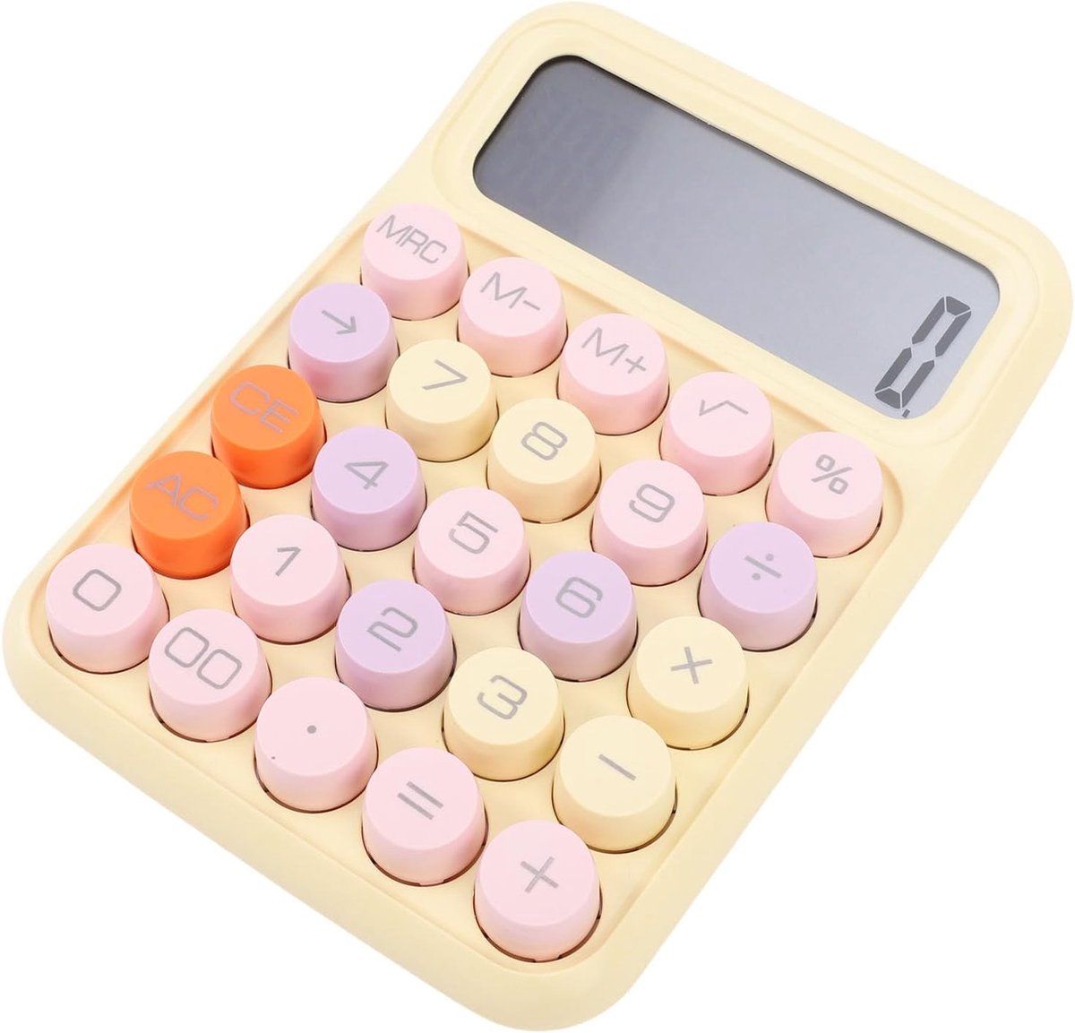 Kleurrijke Rekenmachine - Toetsenbord Calculator - Kantoor Werk - Mechanische Stijl Toetsen - 12 Cijfers Display - Retro Ronde Knoppen