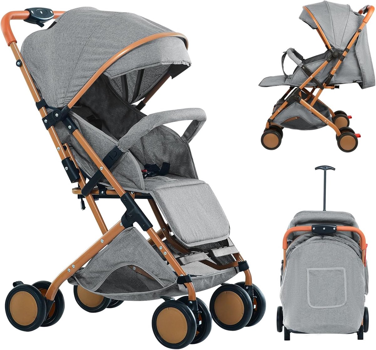 Lichtgewicht reisbuggy - Kinderwagen compact - Veilig reizen - Met één hand inklapbaar - 98 x 71 x 45 cm - afbeelding 1