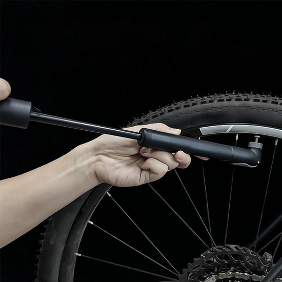 Handzame Fietspomp - Kleine Luchtpomp - Banden Oppompen - Hoge Druk 130PSI - 23.5cm Gekrompen - Zwart — afbeelding 4