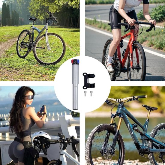 Kleine Bandenpomp - Luchtbal Pomp - Fietsen Banden Oppompen - Hoge Druk 160PSI - Compact Ontwerp - Zilver — afbeelding 3
