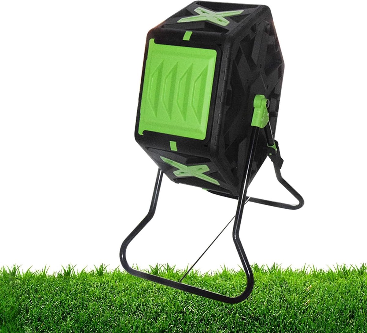 Compostbak Buiten - Compostcontainer Tuin - Afval Verwerken - 360 Graden Rotatie - 70 Liter Capaciteit - Zwart