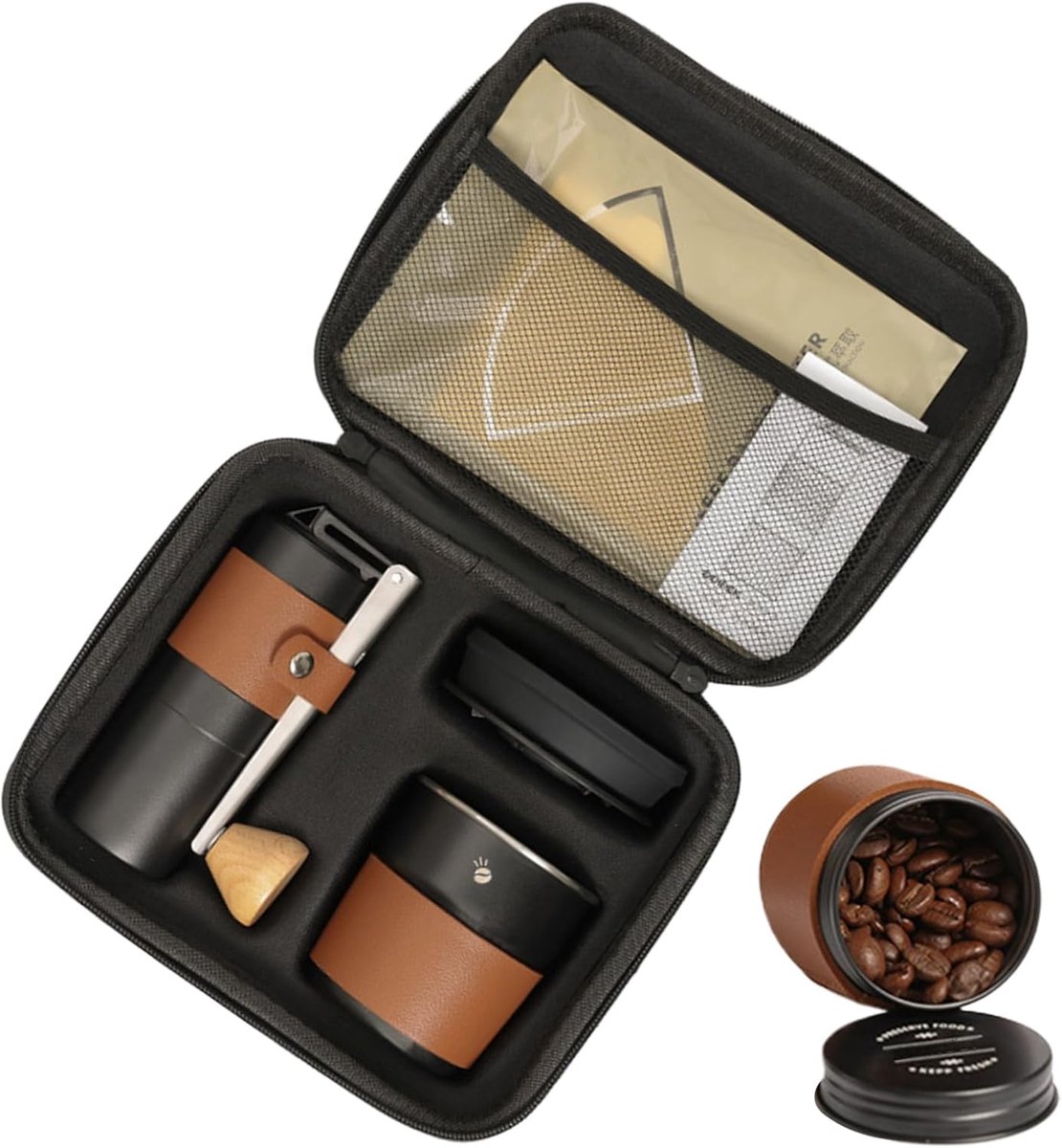 Koffiezet Kit - Draagbare Koffiemolen - Kamperen Reizen - Alles Inclusief - Compacte Set