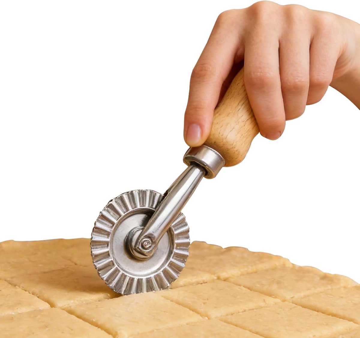 Deegwiel Snijder - Pizza Wiel - Bakken Decoreren - Houten Handvat - 3.8 cm Wiel
