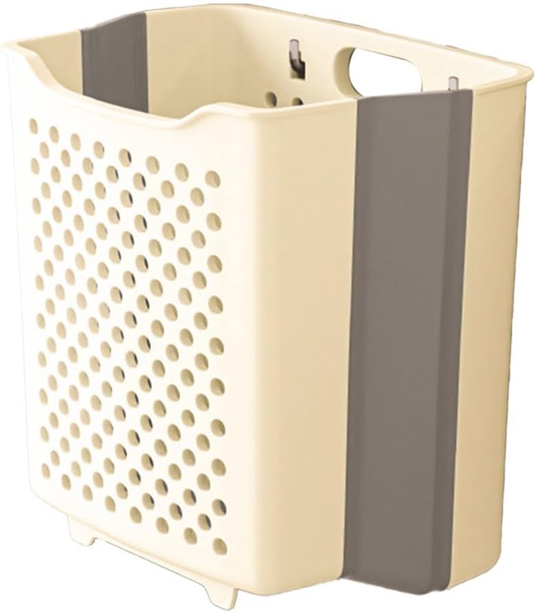 Wand Opbergmand - Wasgoed Mand - Ruimte Besparen - Opvouwbaar Ontwerp - 30 x 30 cm - Roomijs