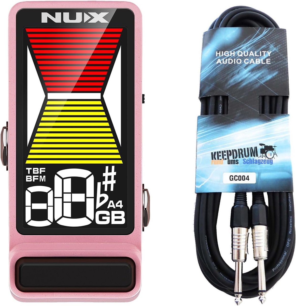 Gitaar Tuner - Bas Tuner - Snel Stemmen - Hoge Resolutie Display - Mini Pedaal Formaat - Roze