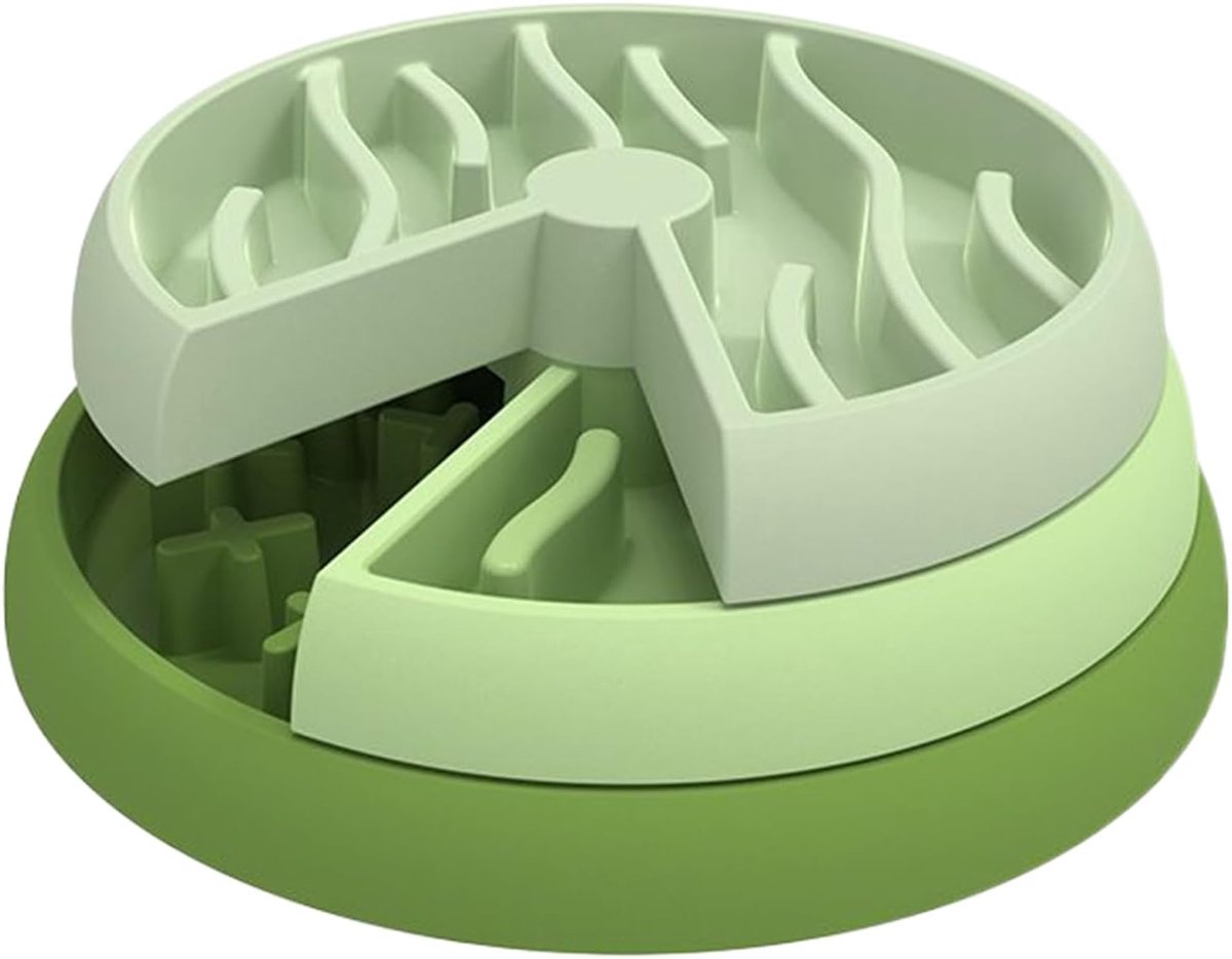 Interactieve voerbak - Huisdier puzzelbak - Langzaam eten - Antislip basis - 22 x 22 x 9 cm - Groen