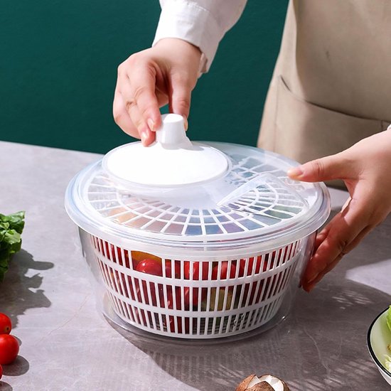 Sla centrifuge - Groente droger - Salades Maken - Geïntegreerd Afvoer - 22.9 x 12 cm - Wit — afbeelding 5