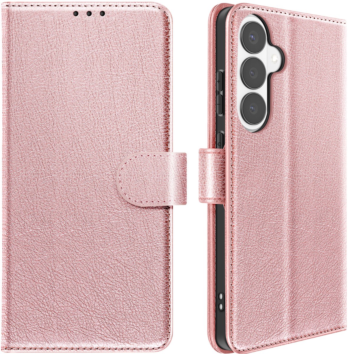 Avizar Portemonnee Hoesje Geschikt voor Samsung Galaxy S26 Plus Chesterfield Serie Generfd Standfunctie, Roze