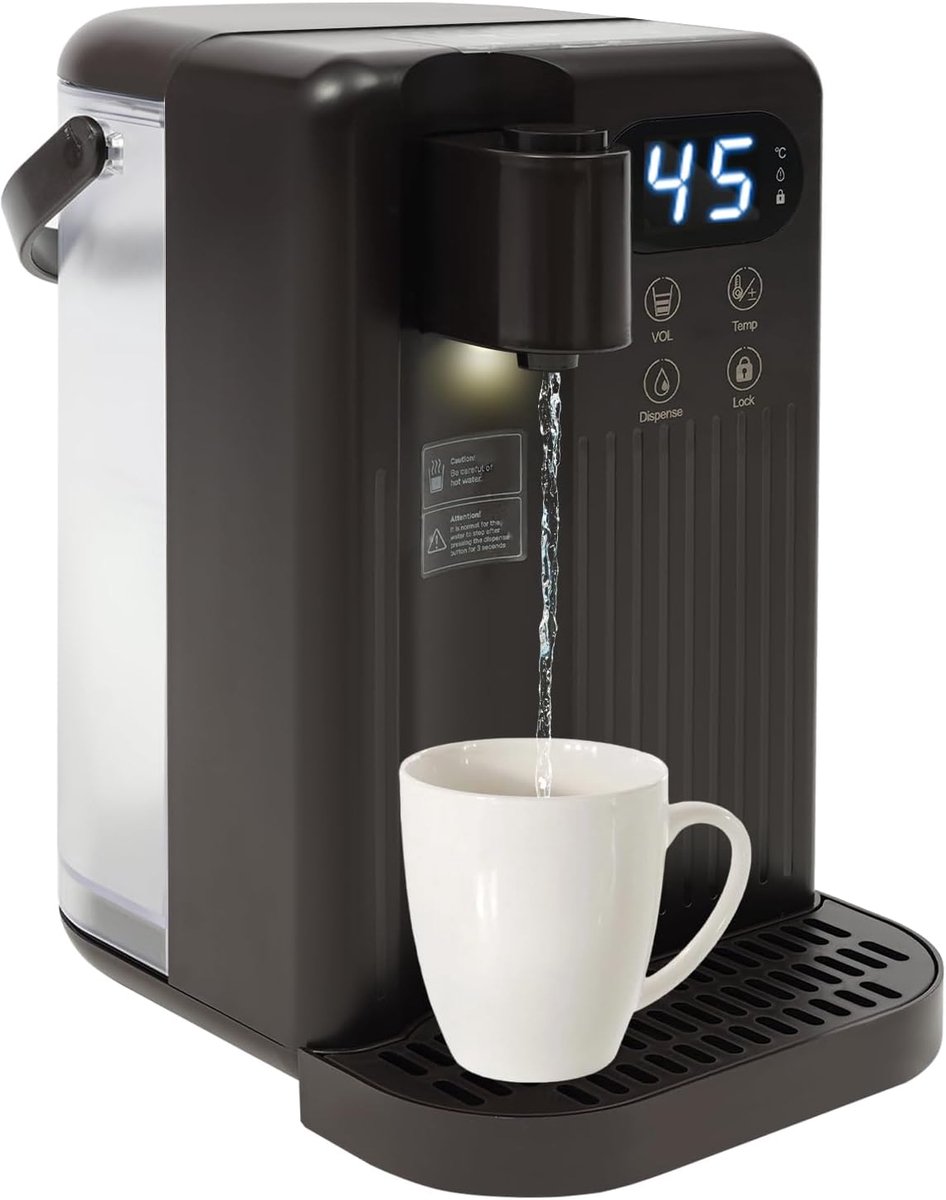 Warmwater Dispenser - Direct Heet Water - Snel Drankjes Maken - Instelbare Temperatuur - 3 Liter Tank - Zwart