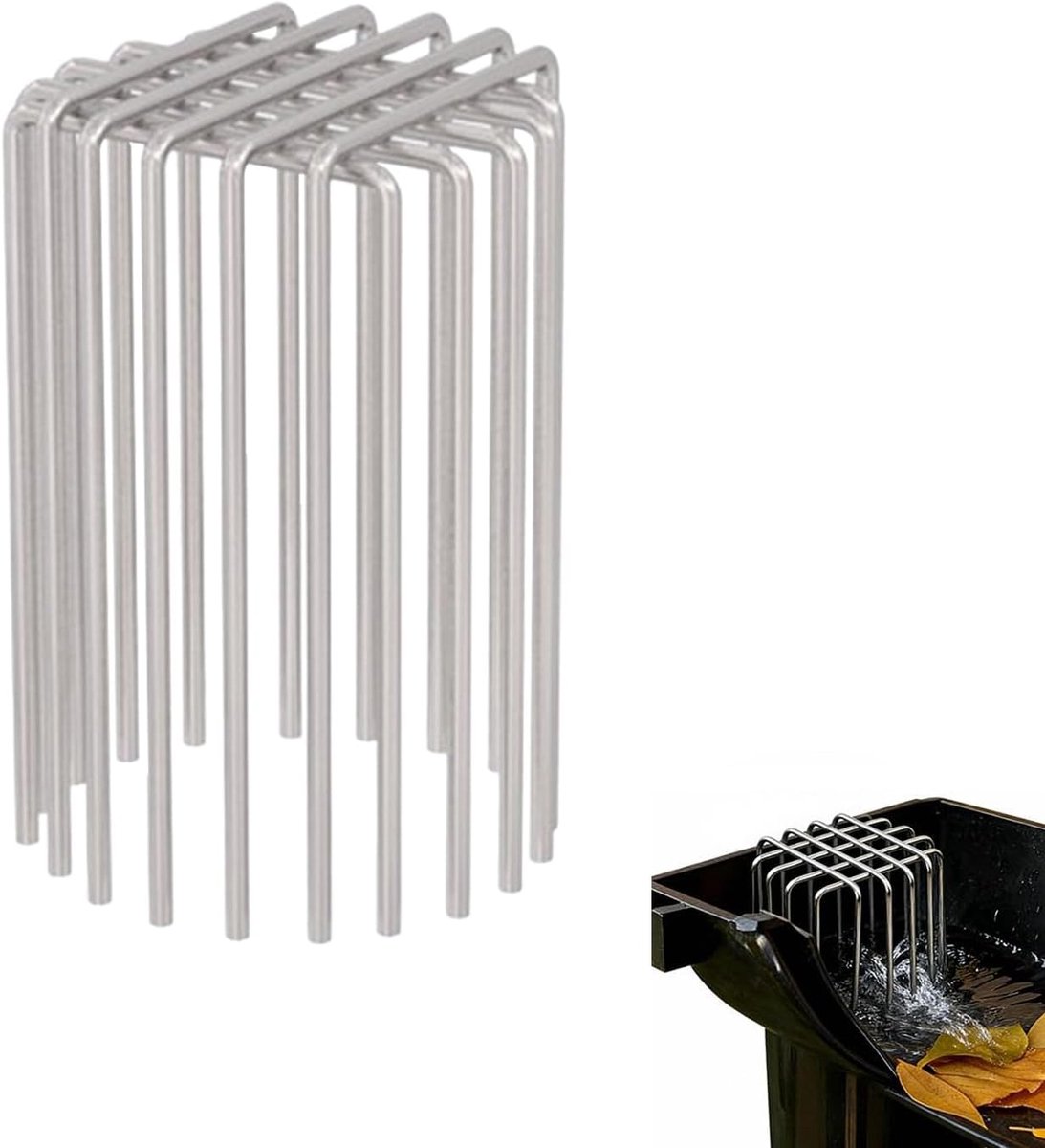 Dakgoot bescherming - Roestvrij staal filter - Voorkomt verstopping - Flexibele roestvrij staal - 7 x 10 cm