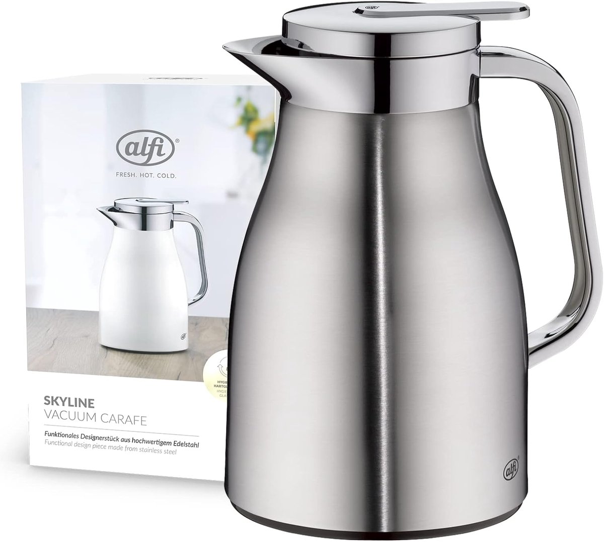 Thermoskan Roestvrij Staal - Isolatiekan Koffiepot - Dranken Warm Houden - Dubbelwandig Glasinzet - 065 Liter - Gematteerd