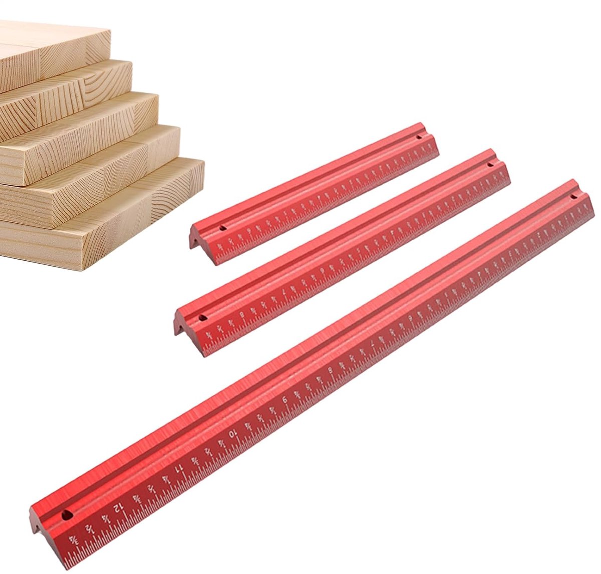 Schaalliniaal Set - Tekenhulp Aluminium - Precisie Tekenen - Dubbele Imperiale Eenheden - 6 8 12 Inch - Aluminium