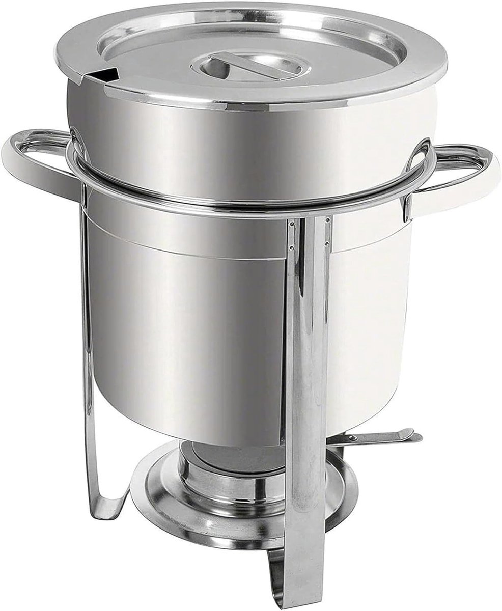 Soepketel Roestvrij Staal - Warmhoudpan Buffet - Professioneel Serveren - Inclusief Brandstofhouder - 7 Liter Capaciteit - Zilver