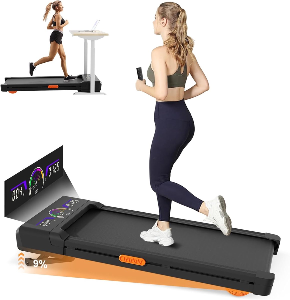 Elektrische Loopband - Walkpad - Thuis Fitness - Compact & Opvouwbaar - 150kg Max - Zwart