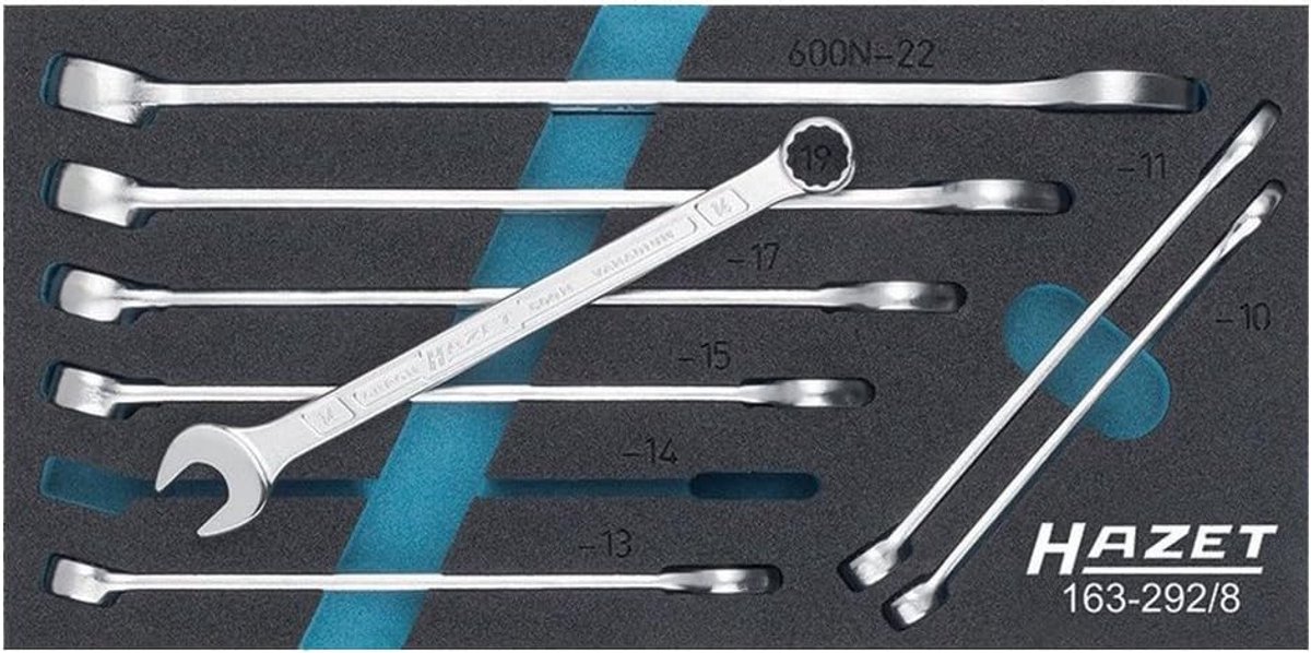 Ringsteeksleutelset 8 stuks - Combinatiesleutel set - Klus Werk - 2-componenten schuim inzetstuk - Smart Case L - Meerkleurig