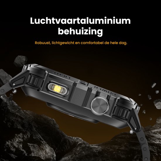 Maoo FORGE GPS Square - GPS Smartwatch Heren - Sporthorloge - 3 Bandjes - Stappenteller - Hartslagmeter - Slaapmonitor - Belfunctie - LED Zaklamp - Multisport - Geschikt voor Android en iOS - Gun Metal Blue