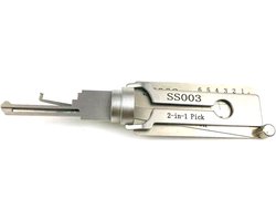 Hangslot Gereedschap - Pick en Decoder - Slotenmaker Werk - 2-in-1 Functie - 20x5x2cm - Zilverkleurig