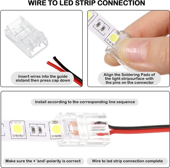 Allecto - LED Connector Set - Solderloze 2 Pin LED Strip Connector ...