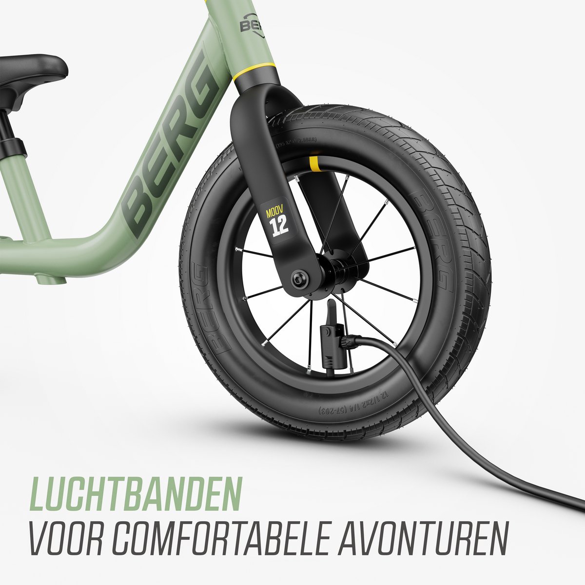 BERG MOOV12 Loopfiets - 2,5+ jaar - 12 inch - Lichtgewicht - Comfortabele luchtbanden - Verstelbaar Stuur en Zadel - Sage Green — afbeelding 7