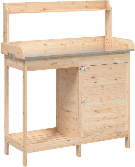 vidaXL Table de rempotage - Tables de remportage - Table de travail de jardin - Table de rempotage - Table de rempotage avec armoire 110,5 x 45 x 124,5 cm Pin massif