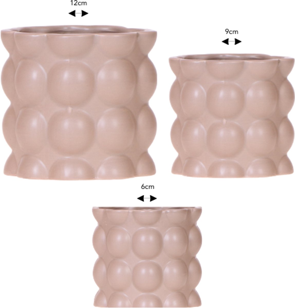 Kolibri Company | Combi deal | Cotton sierpot zand – set 6 cm + 9 cm + 12 cm