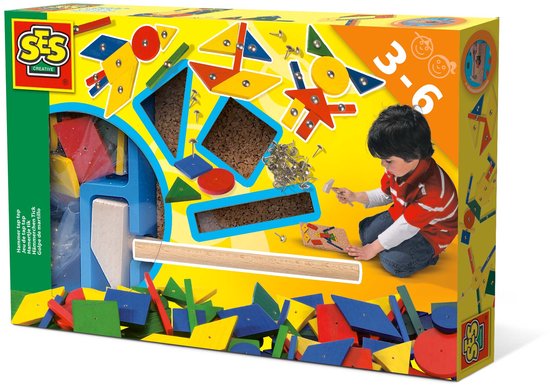SES Creative - Hamertje Tik - Original - Montessori Speelgoed - originele set met basisvormen - Knutselen