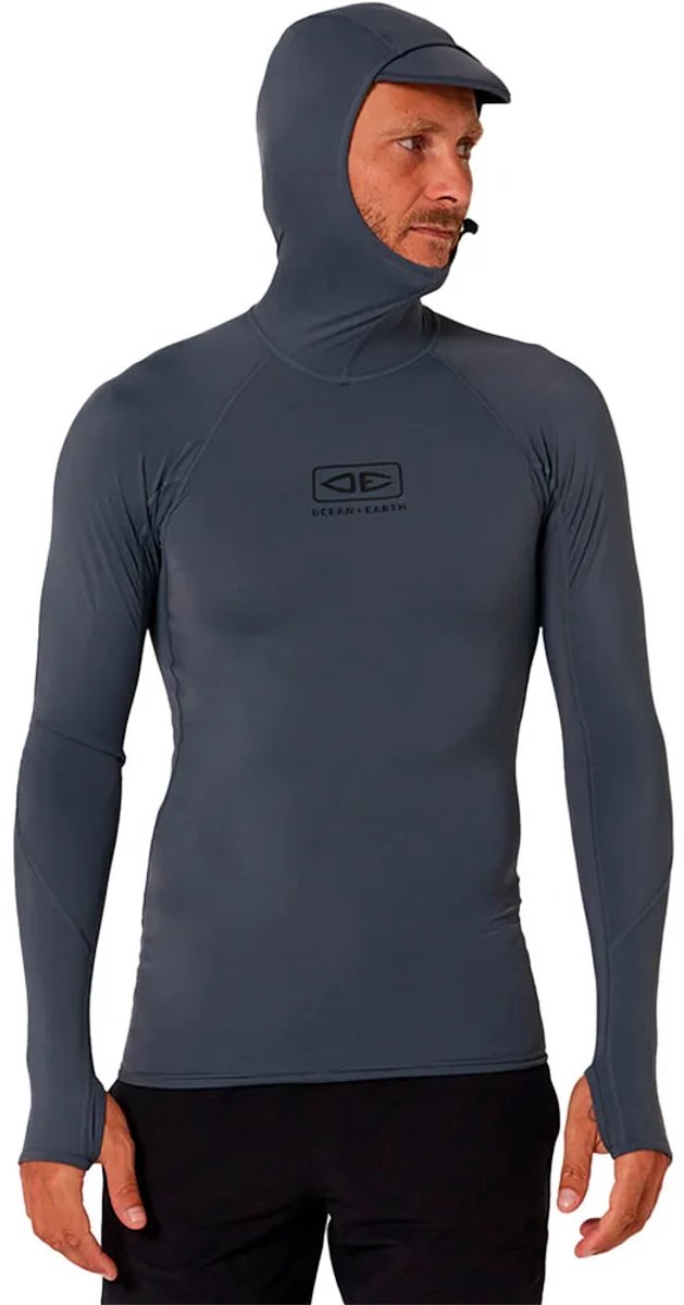 Ocean & Earth Tropic Hooded Rash Guard Met Lange Mouwen Grijs M Man