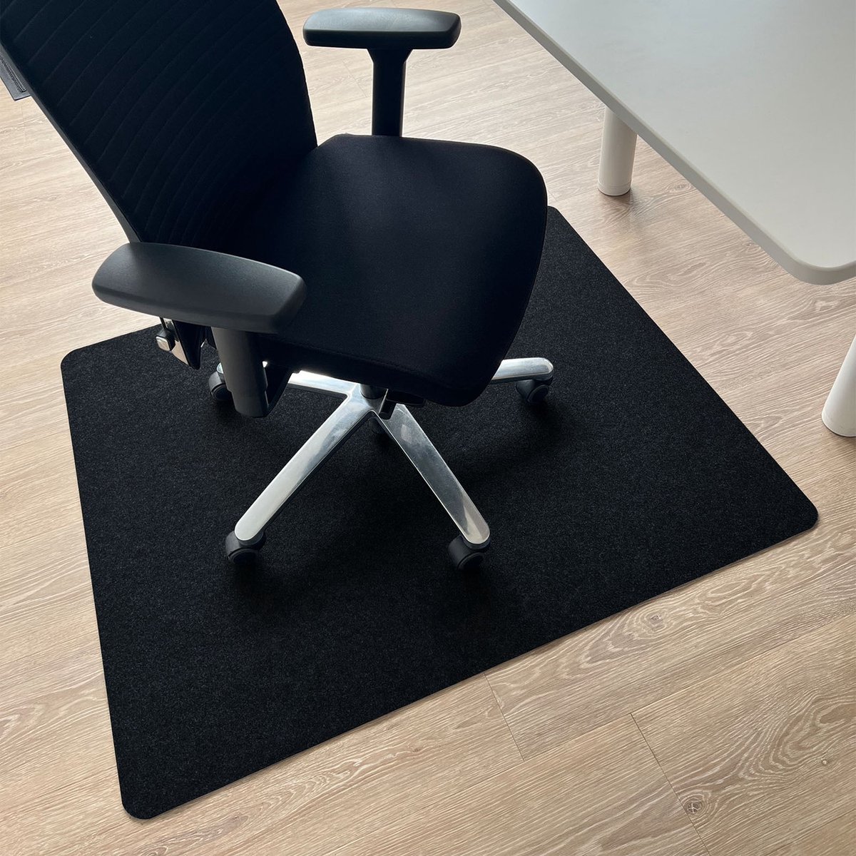 Vloerbeschermingsmat - Stoelmat tapijt - Kantoor thuis - Robuuste polyester - 120 x 100 cm - Zwart