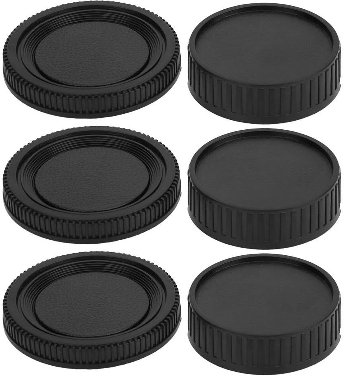 Lens Covers Kit - Body Caps - Camera Bescherming - Set van Zes - Zwart