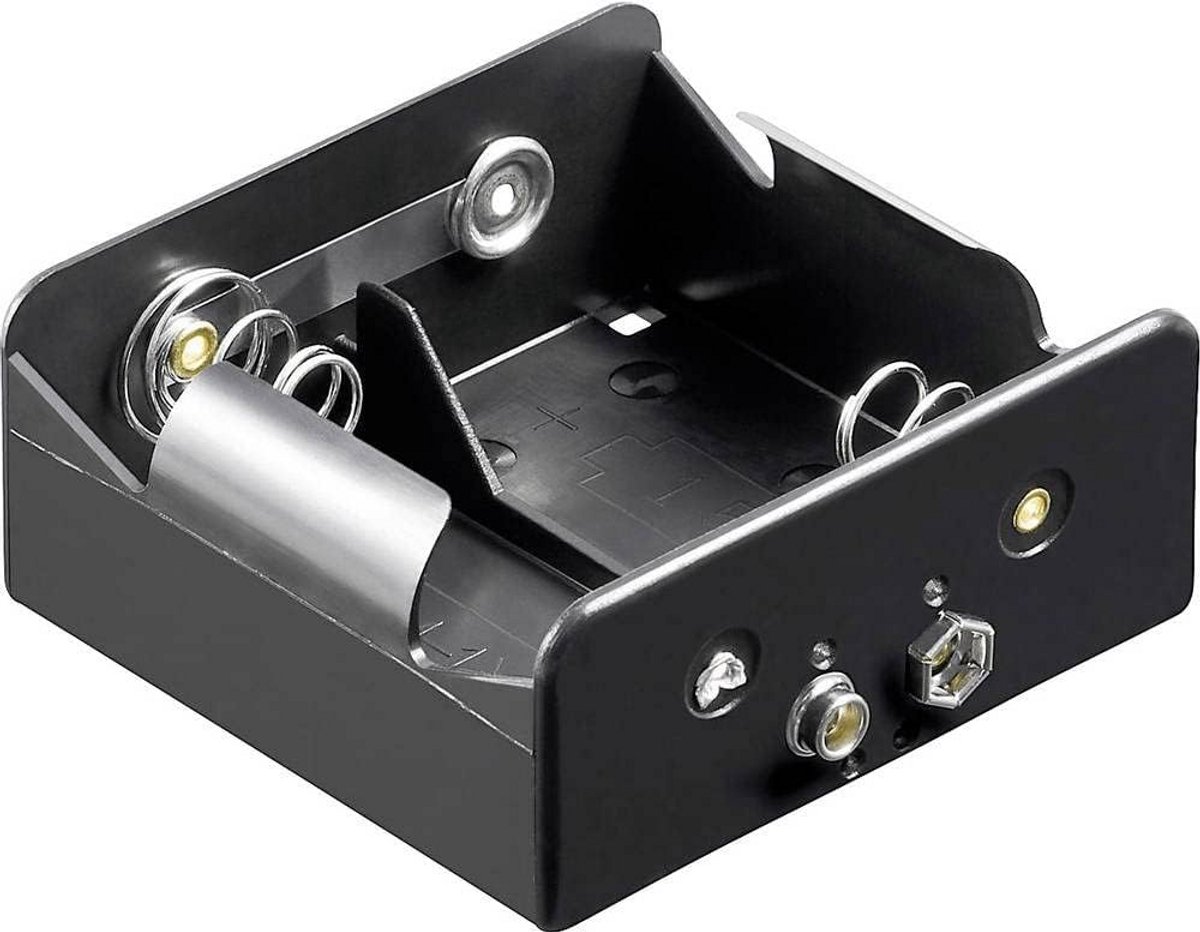 Batterijhouder - Mono Houder - Apparaten Voeden - 2x D Capaciteit - 2.6 x 1.3 cm - Zwart